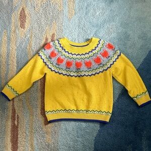 Mini Boden Yellow Sweater with Fox Patterns